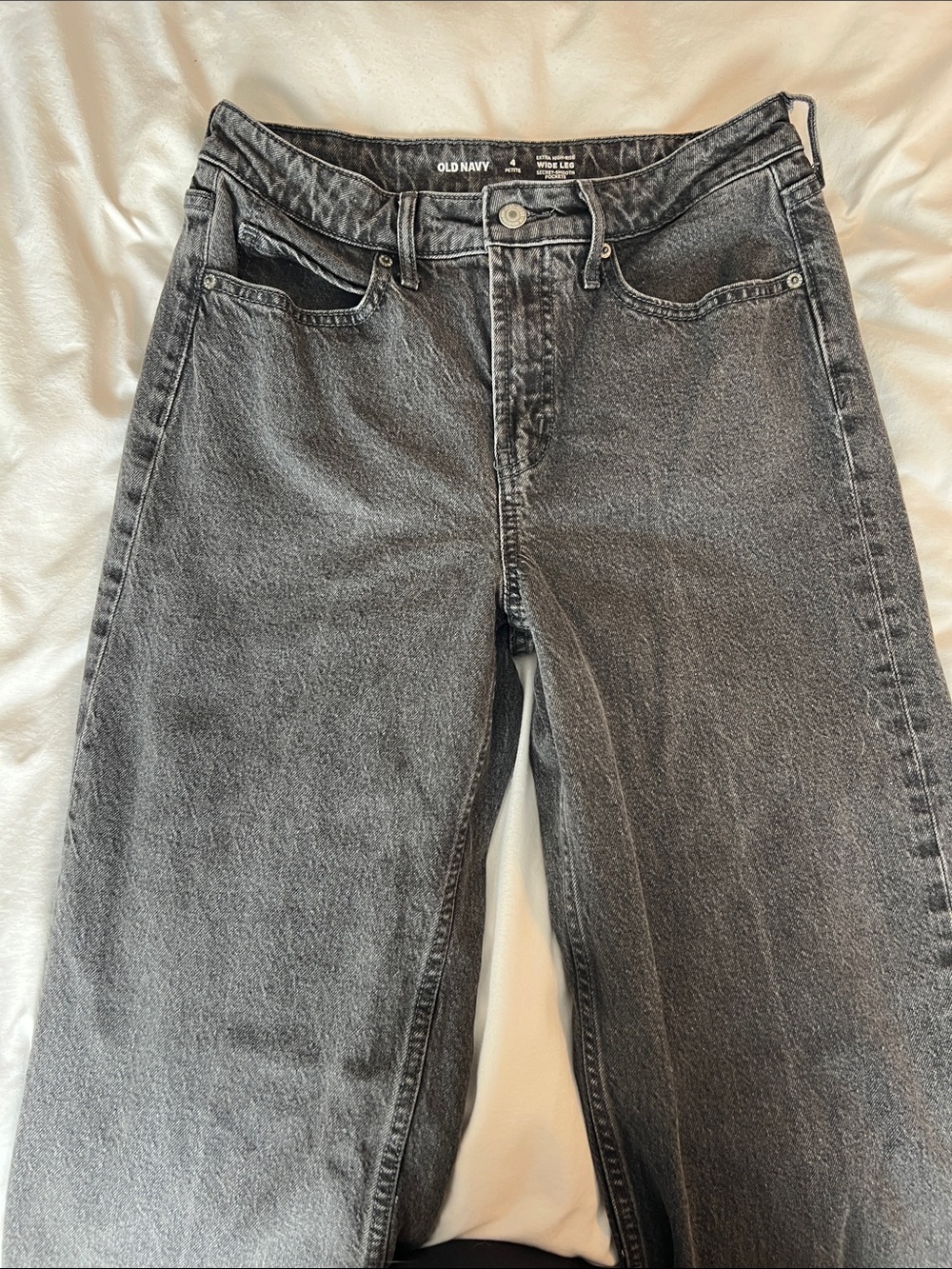 Old Navy High-Rise Gray/Black Wash Wide Leg Jeans